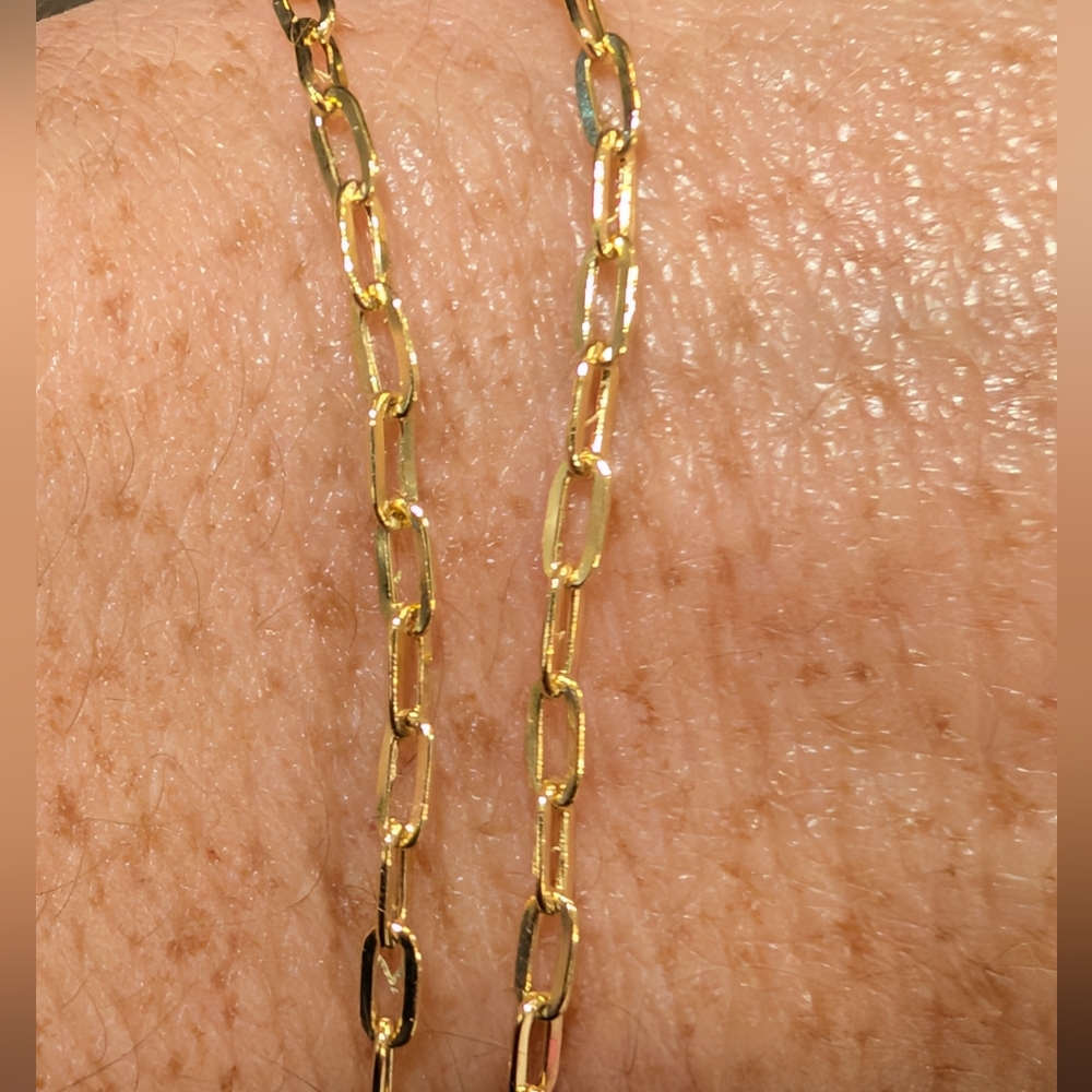 14k Gold Paperclip Link Anklet 10.25-in. - NEW